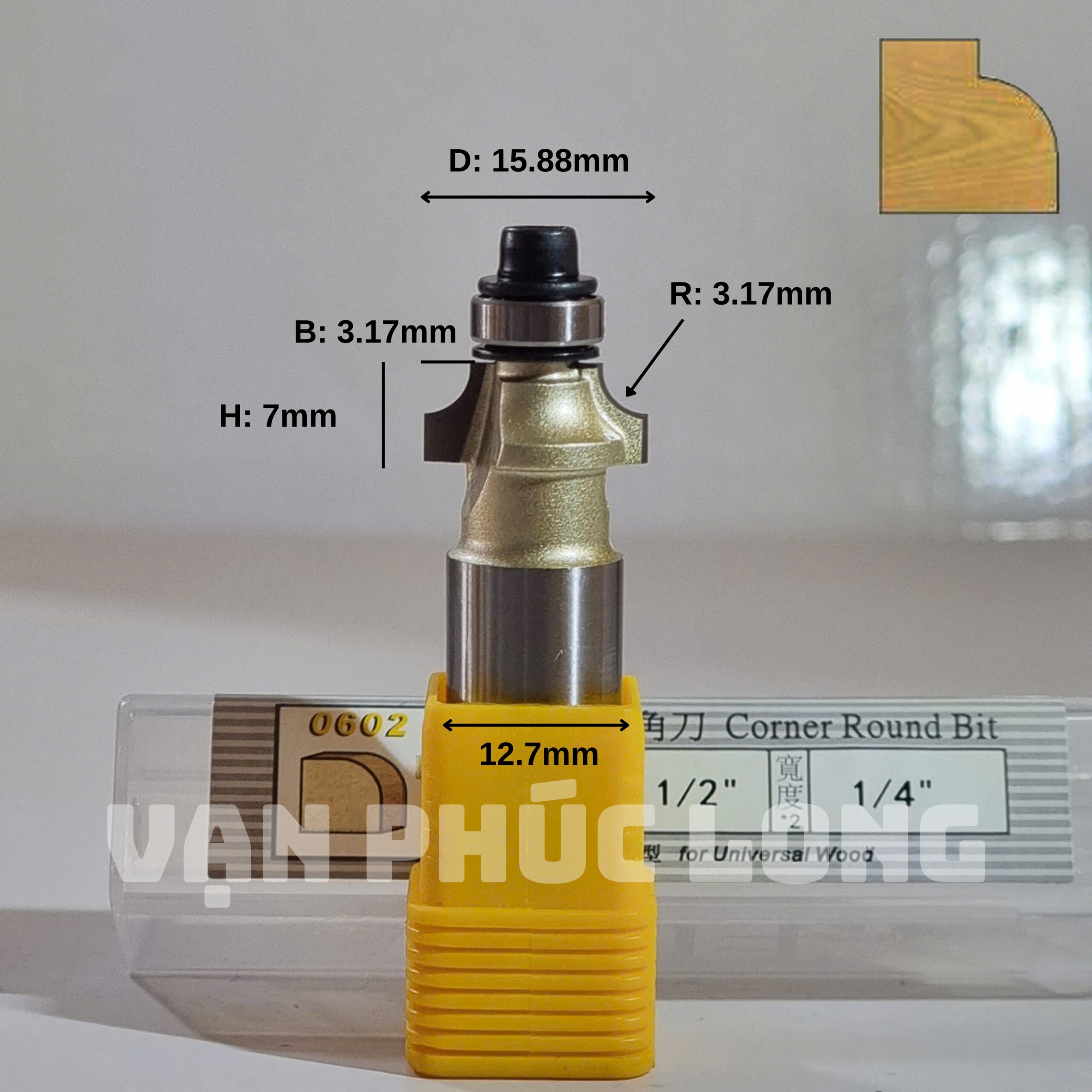 Mũi phay bo góc cốt 1/2" và 1/4" ARDEN 0602 - Ảnh 3