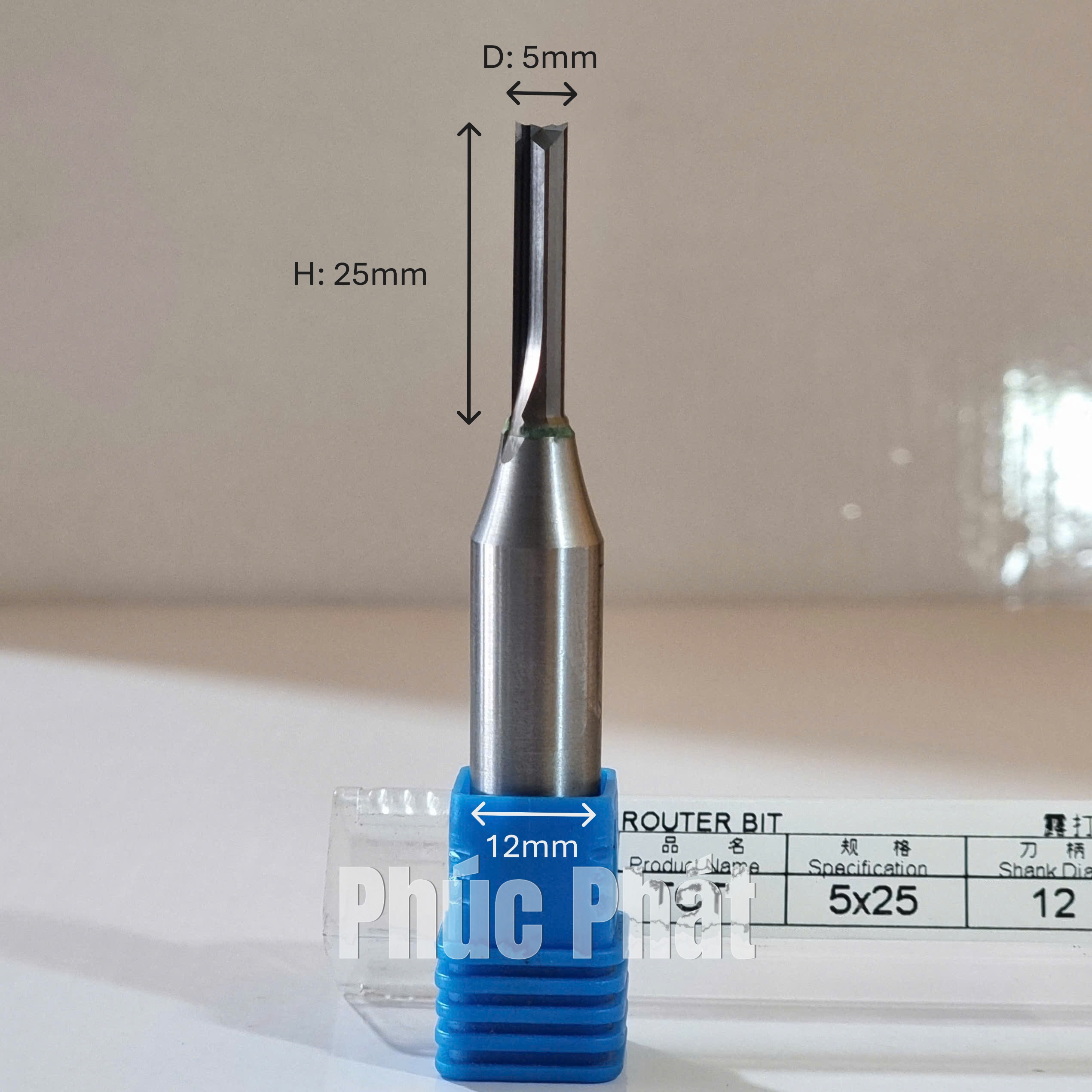 Dao router TCT thẳng 2 me 5mm cốt 6.35mm, 12mm, 12.7mm - Ảnh 4