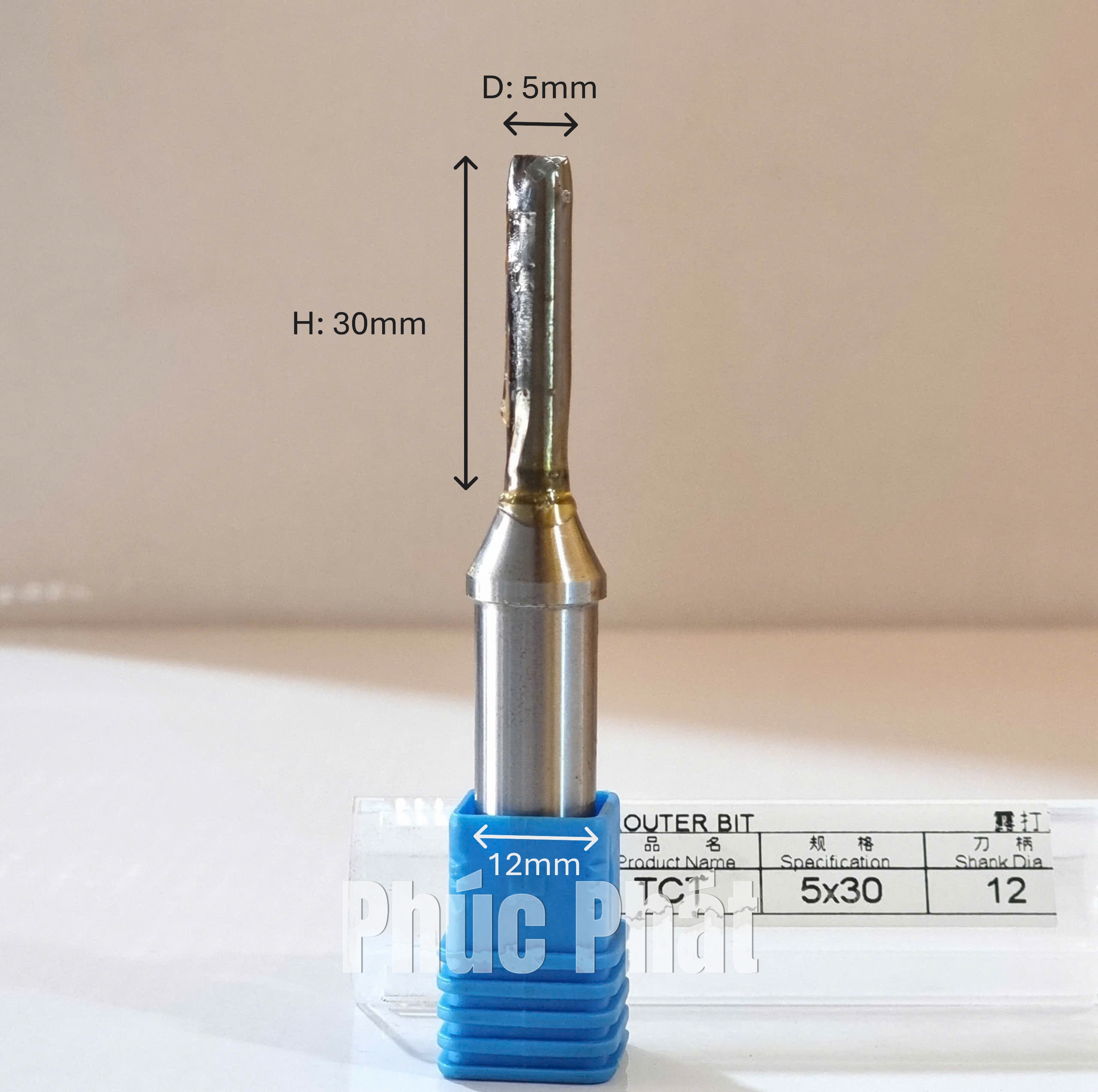 Dao router TCT thẳng 2 me 5mm cốt 6.35mm, 12mm, 12.7mm - Ảnh 5