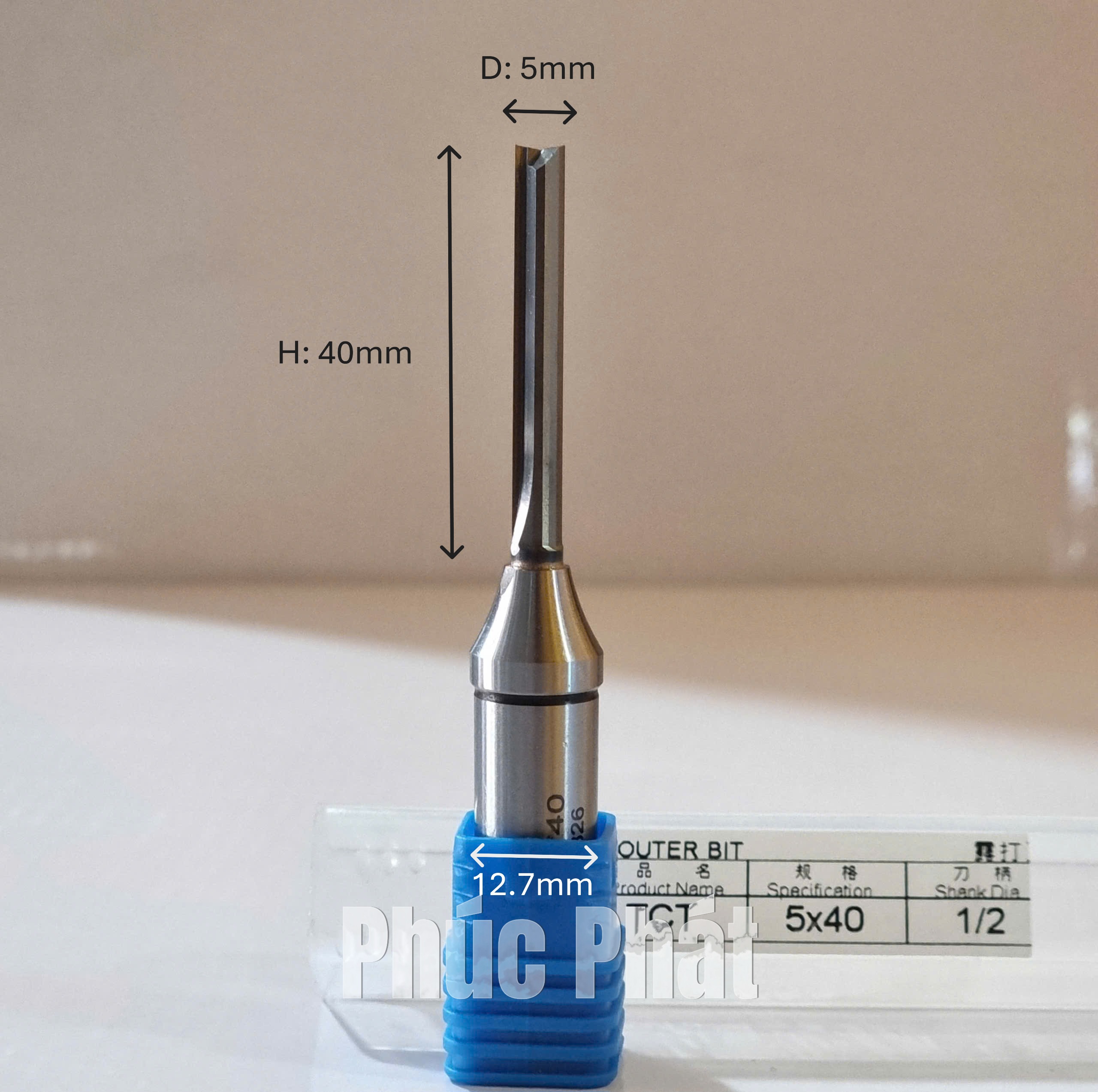 Dao router TCT thẳng 2 me 5mm cốt 6.35mm, 12mm, 12.7mm - Ảnh 10