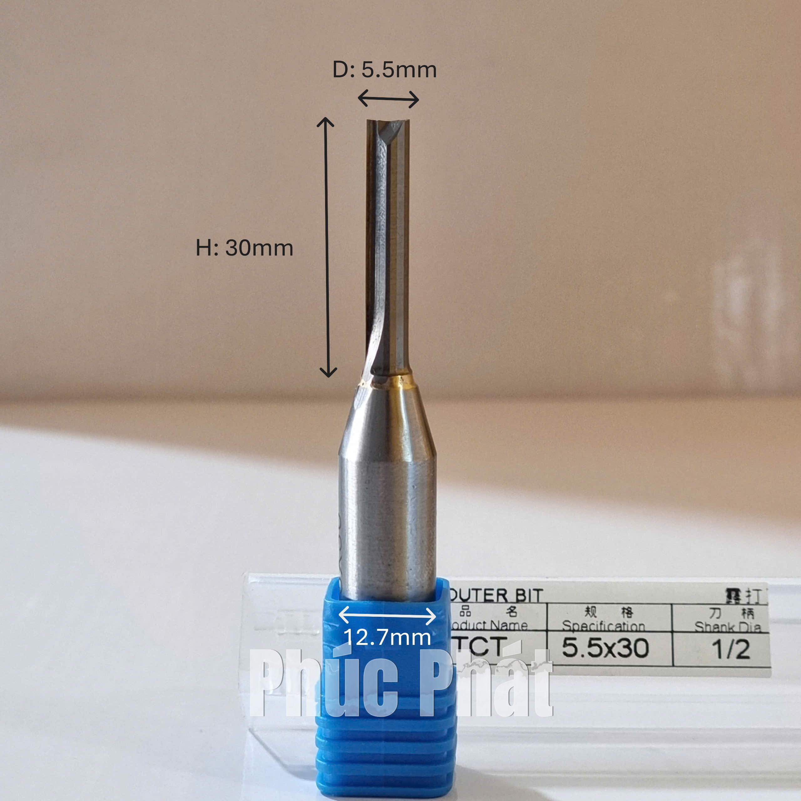 Dao router TCT thẳng 2 me 5mm cốt 6.35mm, 12mm, 12.7mm - Ảnh 11