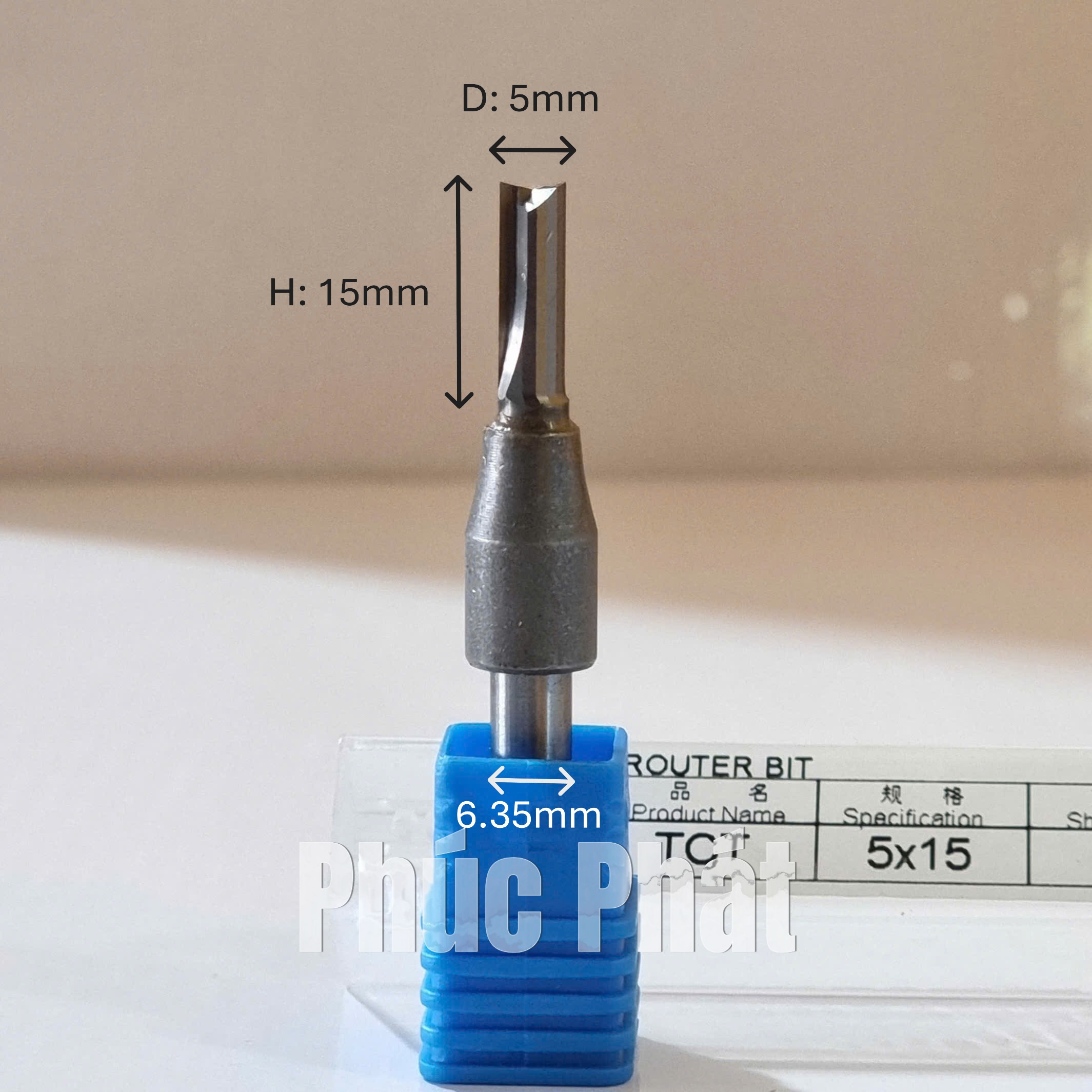 Dao router TCT thẳng 2 me 5mm cốt 6.35mm, 12mm, 12.7mm - Ảnh 12