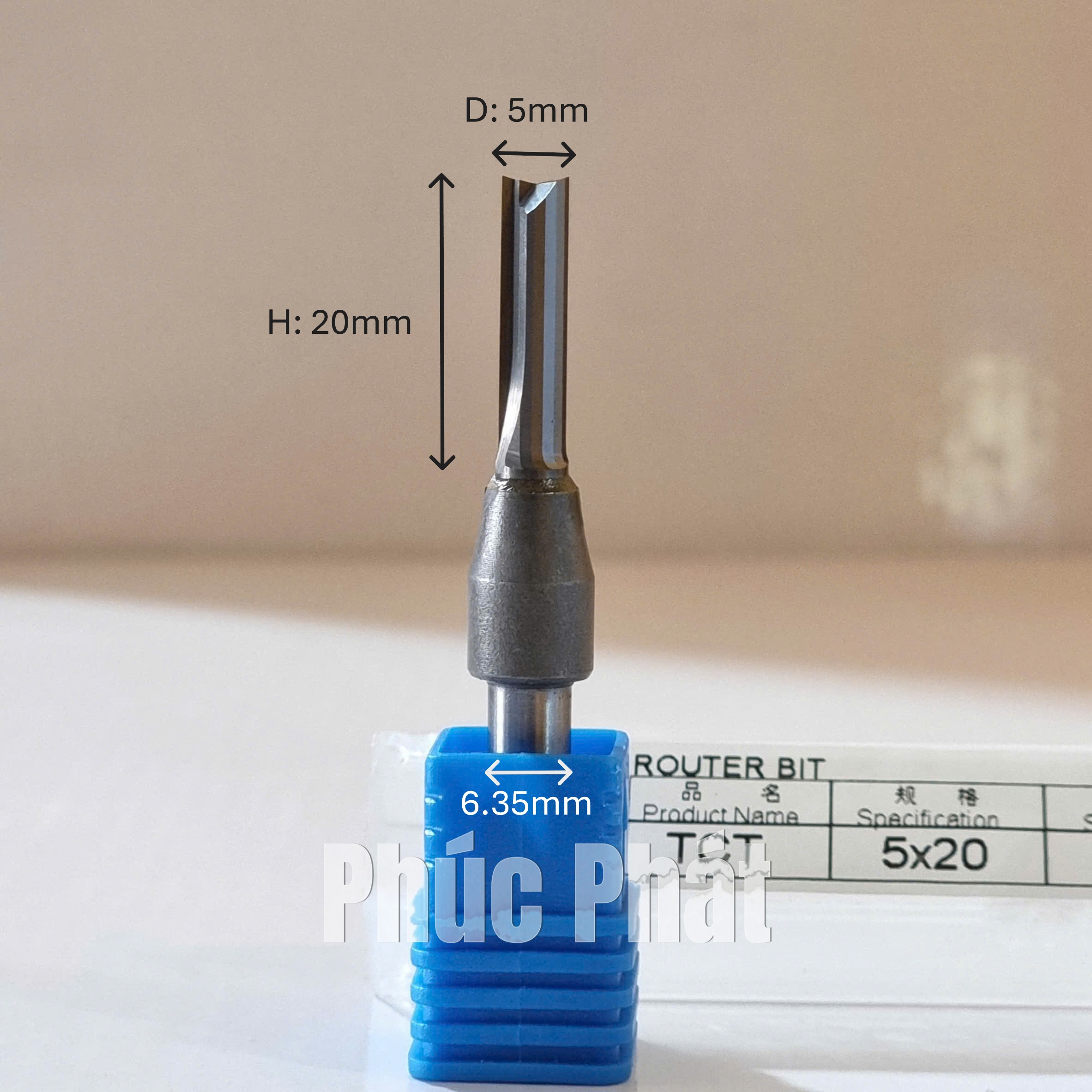 Dao router TCT thẳng 2 me 5mm cốt 6.35mm, 12mm, 12.7mm - Ảnh 13