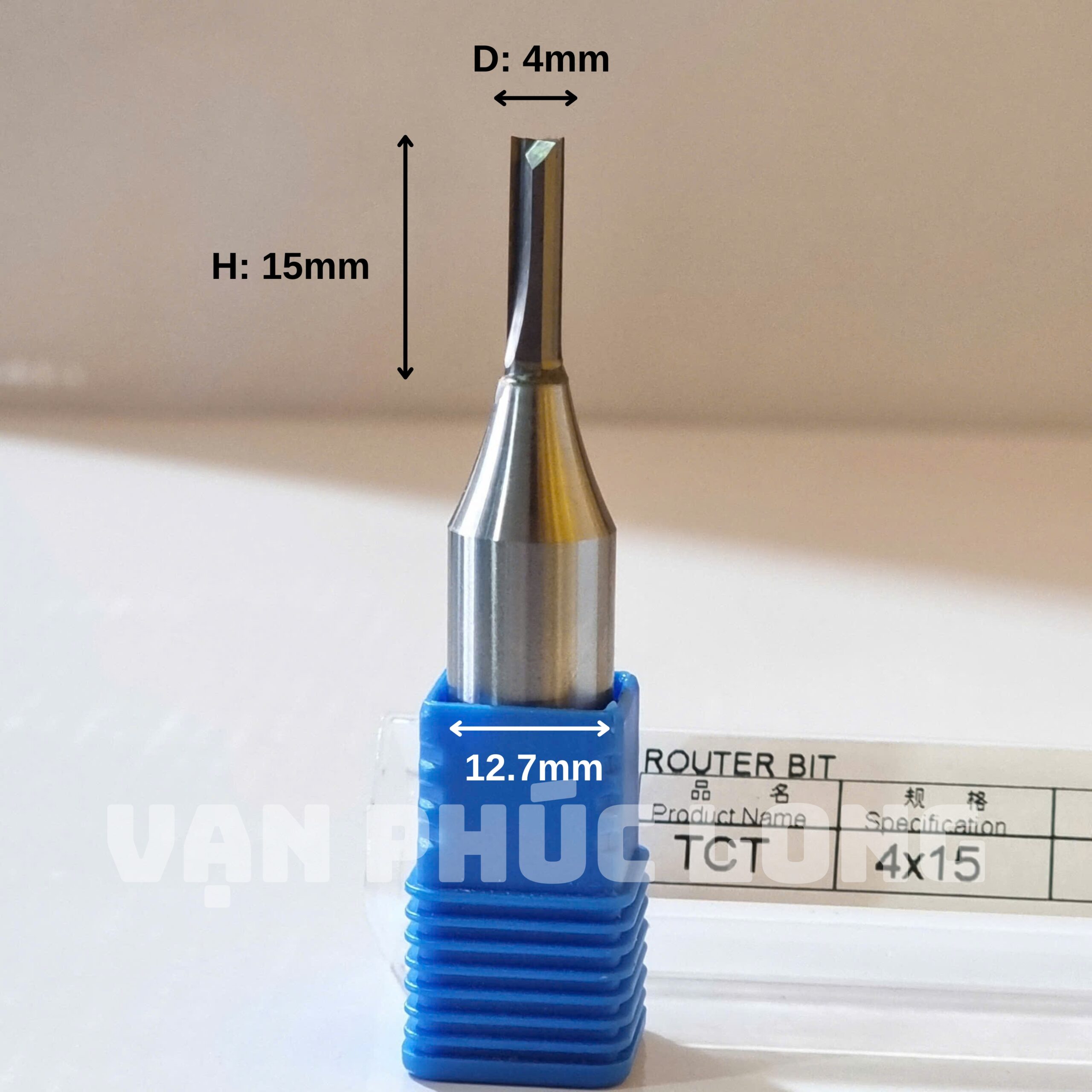 Dao router TCT thẳng 2 me 4mm cốt 6.35mm, 12mm, 12.7mm - Ảnh 8