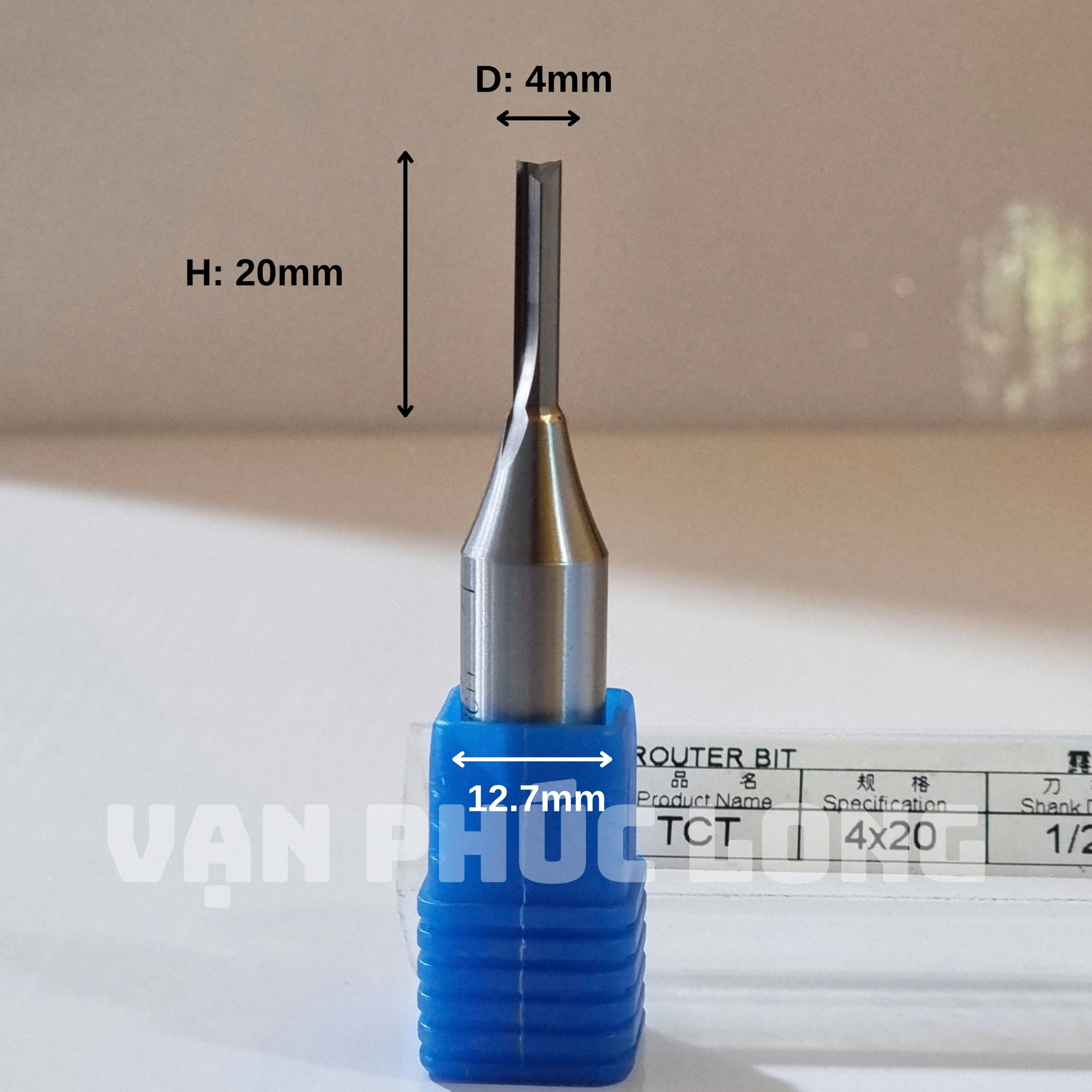 Dao router TCT thẳng 2 me 4mm cốt 6.35mm, 12mm, 12.7mm - Ảnh 9