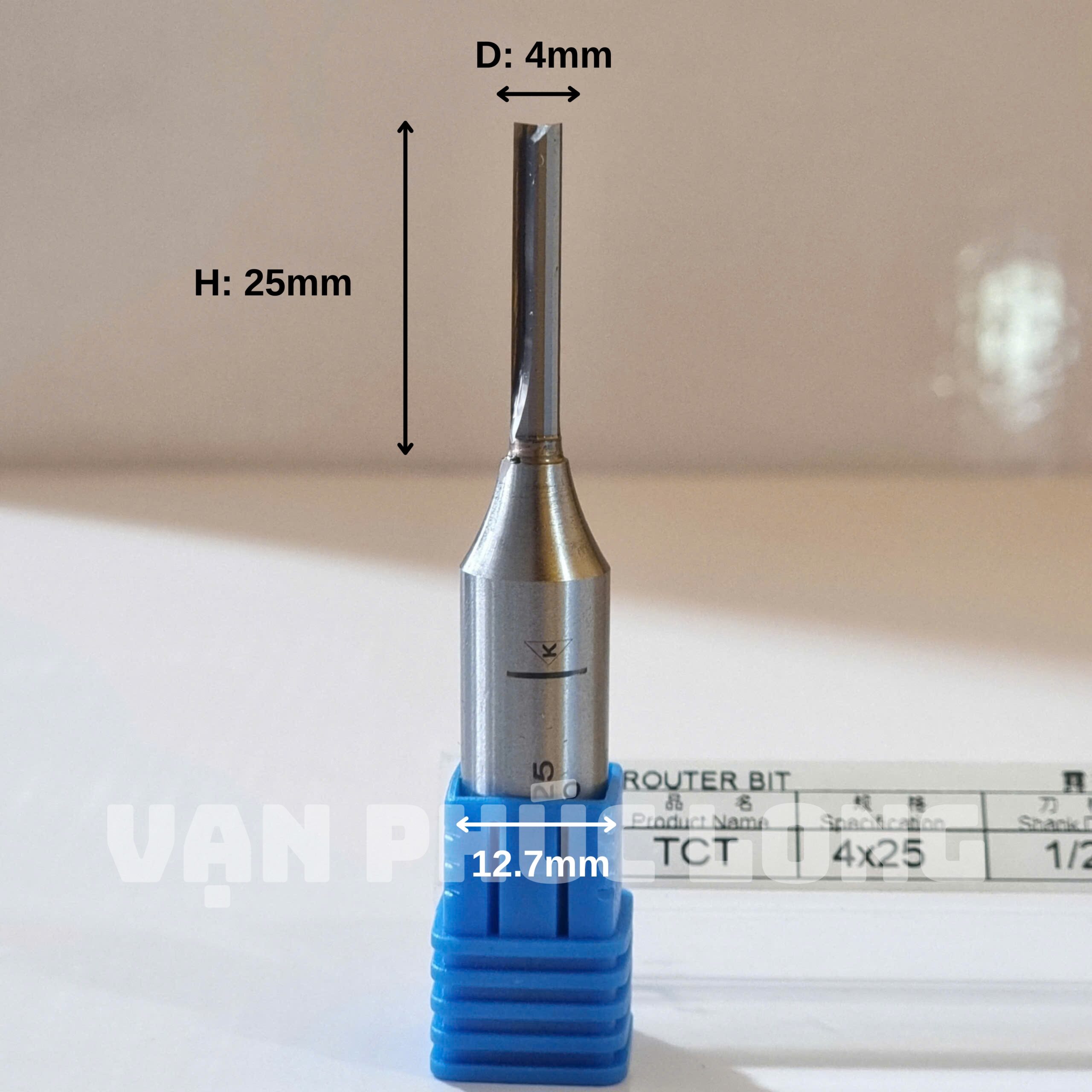 Dao router TCT thẳng 2 me 4mm cốt 6.35mm, 12mm, 12.7mm - Ảnh 10