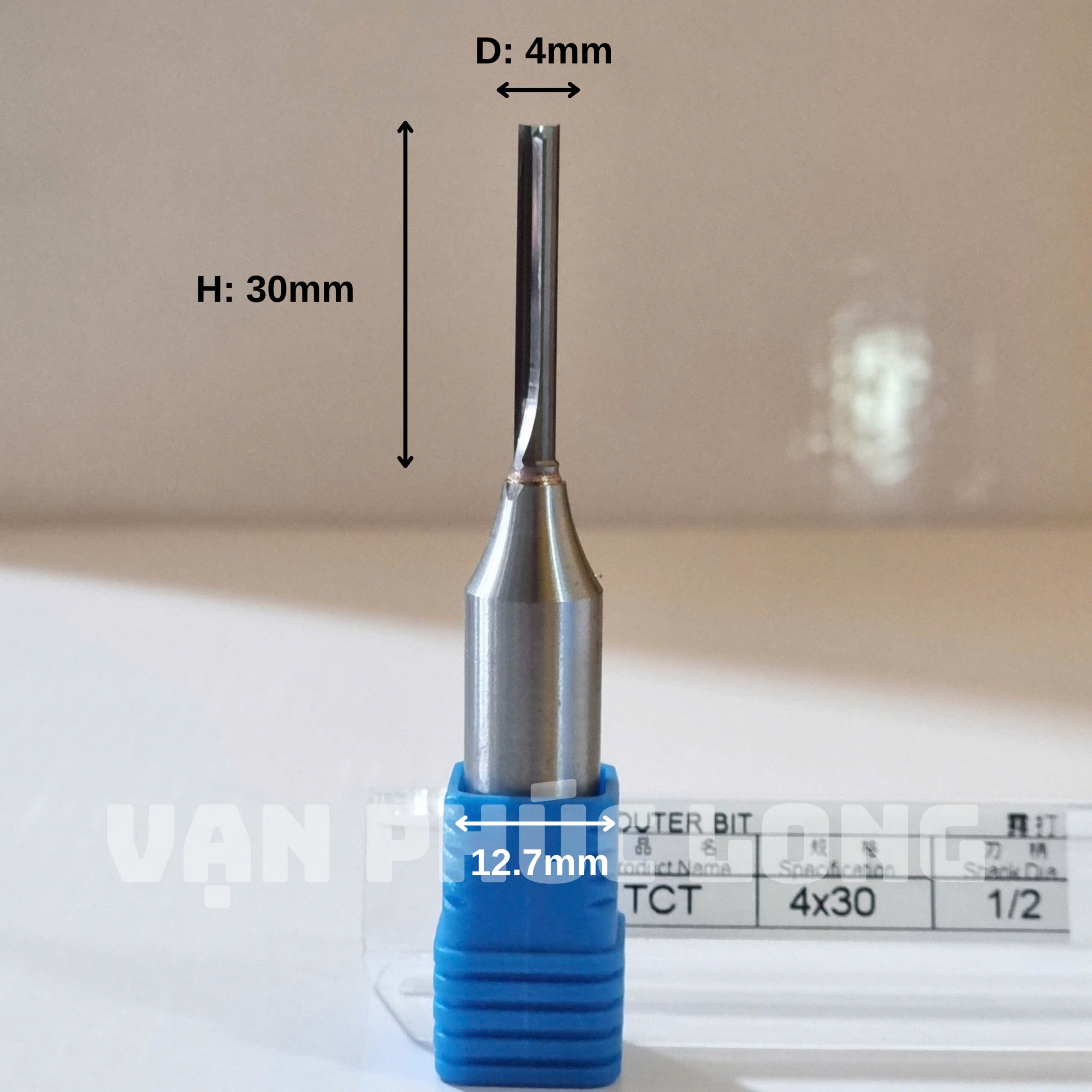 Dao router TCT thẳng 2 me 4mm cốt 6.35mm, 12mm, 12.7mm - Ảnh 11