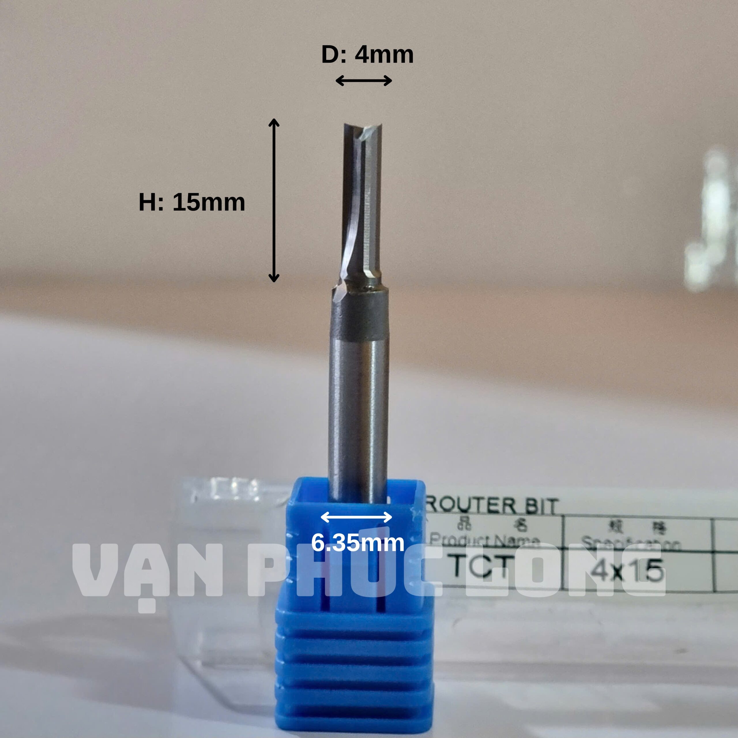 Dao router TCT thẳng 2 me 4mm cốt 6.35mm, 12mm, 12.7mm - Ảnh 2