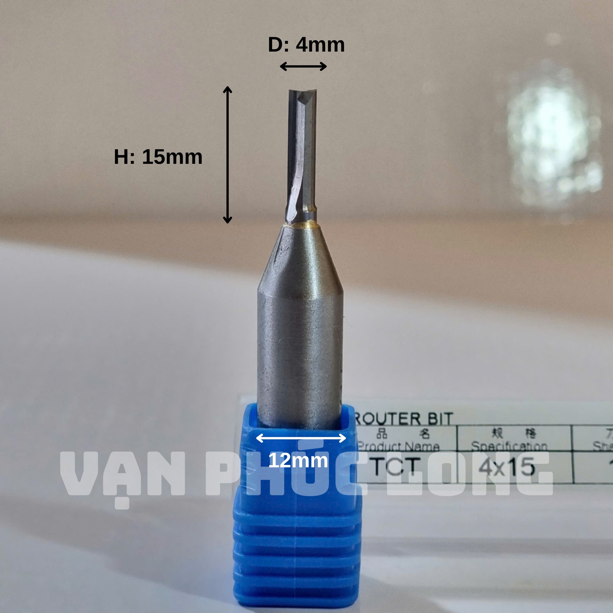 Dao router TCT thẳng 2 me 4mm cốt 6.35mm, 12mm, 12.7mm - Ảnh 4
