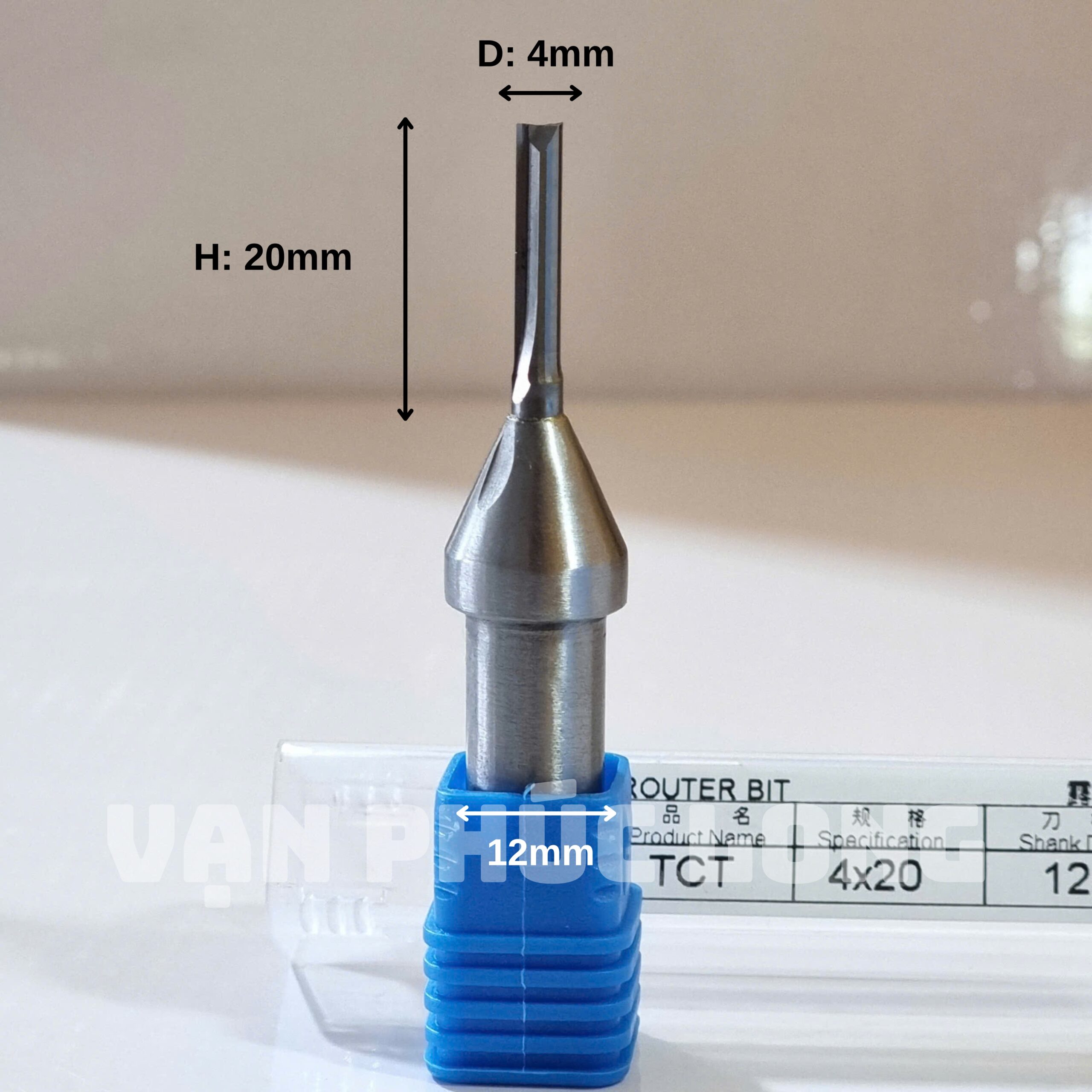 Dao router TCT thẳng 2 me 4mm cốt 6.35mm, 12mm, 12.7mm - Ảnh 5