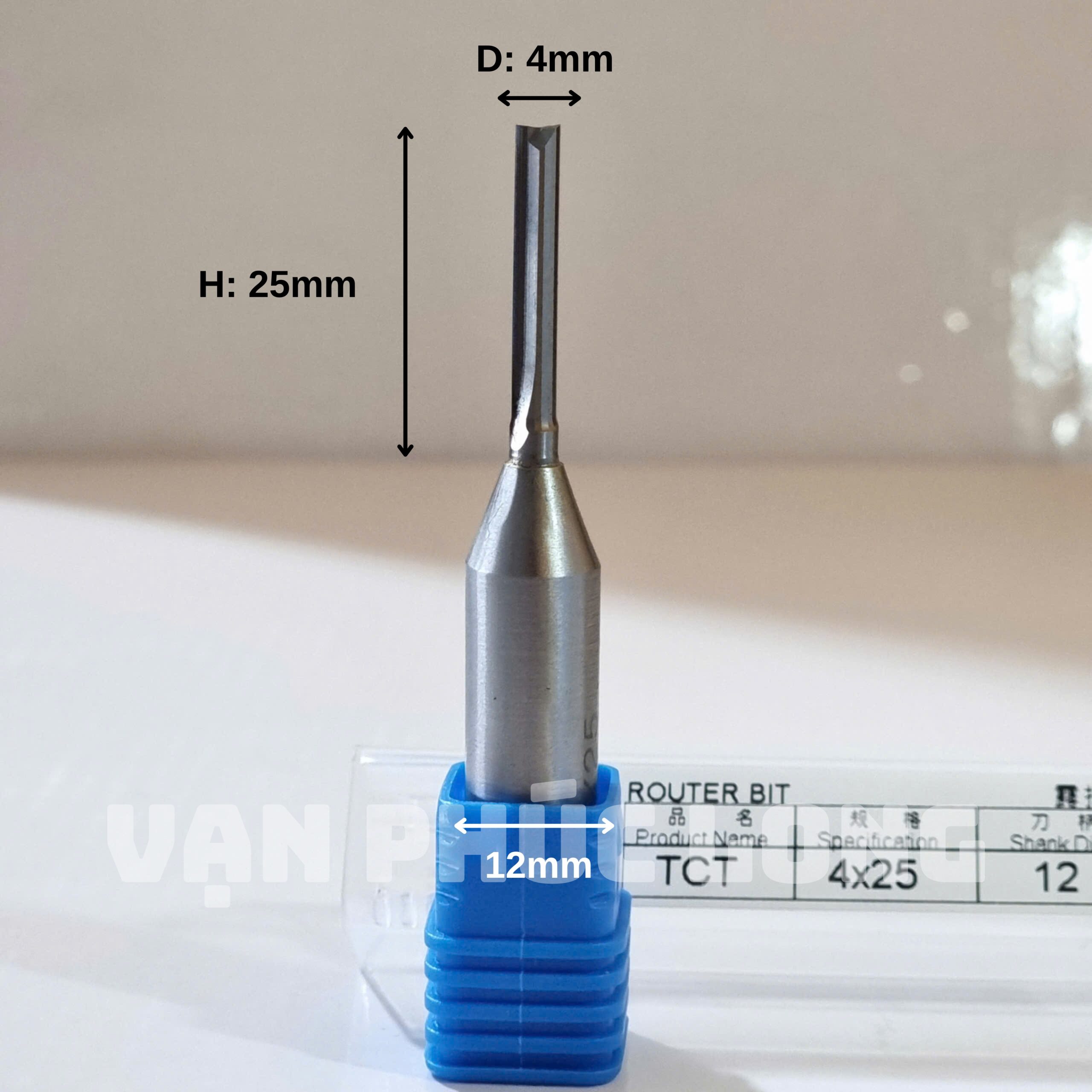 Dao router TCT thẳng 2 me 4mm cốt 6.35mm, 12mm, 12.7mm - Ảnh 6