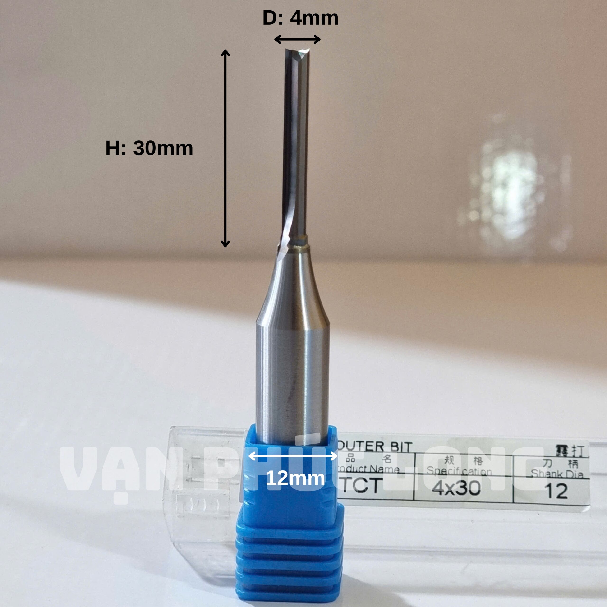 Dao router TCT thẳng 2 me 4mm cốt 6.35mm, 12mm, 12.7mm - Ảnh 7