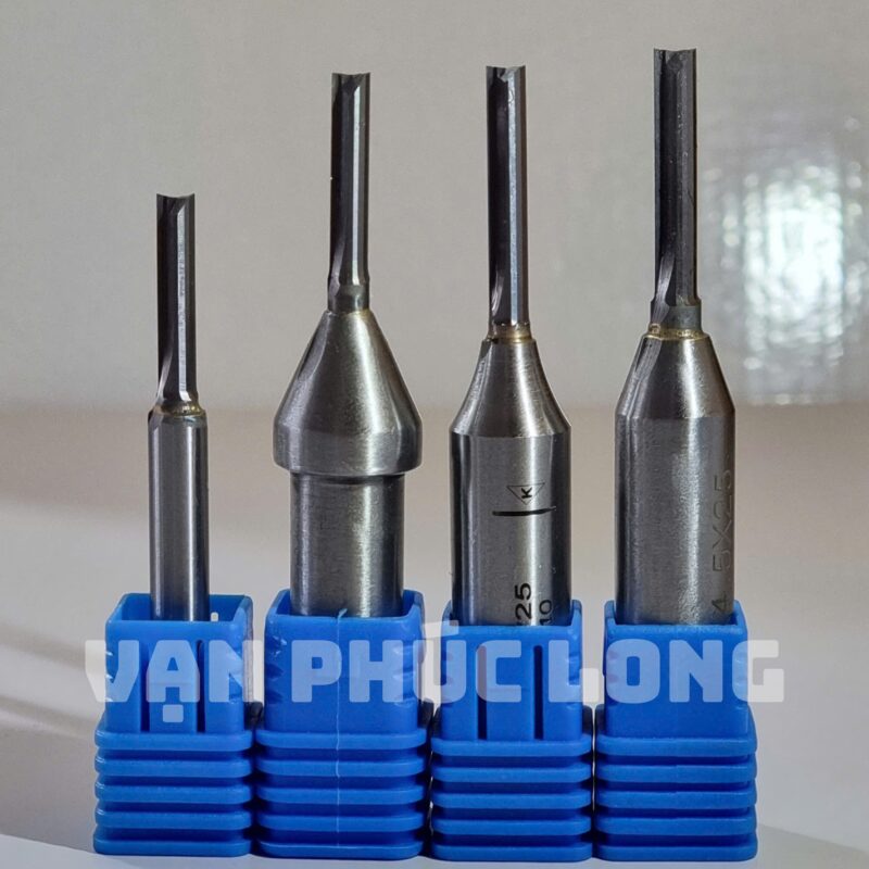 Dao router TCT thẳng 2 me 4mm cốt 6.35mm, 12mm, 12.7mm